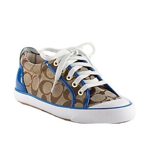 Coach Barret Brown and Blue Canvas Sneakers Size 10B